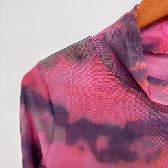 ANTHROPOLOGIE Mesh Colorful Turtleneck Top Blouse  // M - Picture 3 of 11